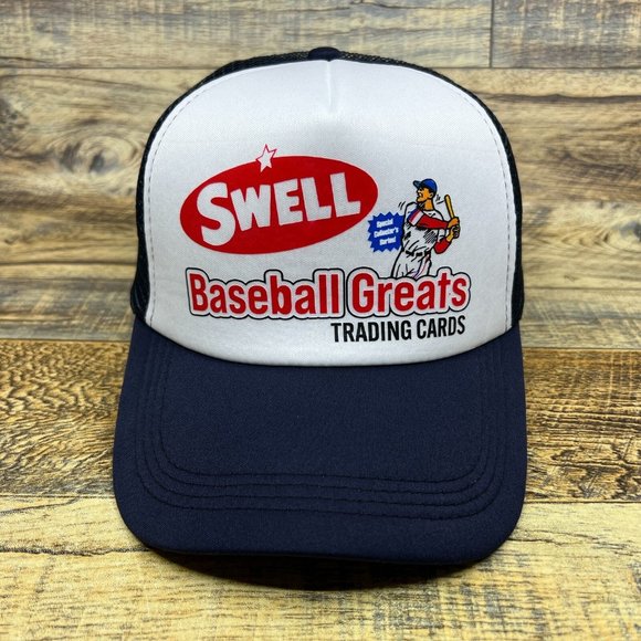 Swell Baseball Trading Cards Mens Trucker Hat Navy Snapback 50s Logo Ball Cap - Picture 2 of 8